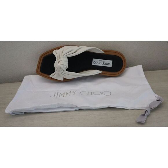 Jimmy Choo Women's Sz 36.5 US 6.5 Latte/Beige Tropica Leather Flat Sandals - Picture 8 of 10